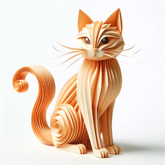 Illustration of Origami-Style Adorable Cat: A Paper Craft Masterpiece - Cute, Elegant, and Whimsical