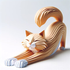 Illustration of Origami-Style Adorable Cat: A Paper Craft Masterpiece - Cute, Elegant, and Whimsical