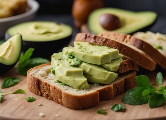 vegan bread slices with avocado spread