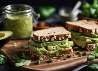 vegan bread slices with avocado spread