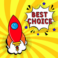 Best Choice. Comic book explosion with text - Best Choice. Vector bright cartoon illustration in retro pop art style. Can be used for business, marketing and advertising.  Banner