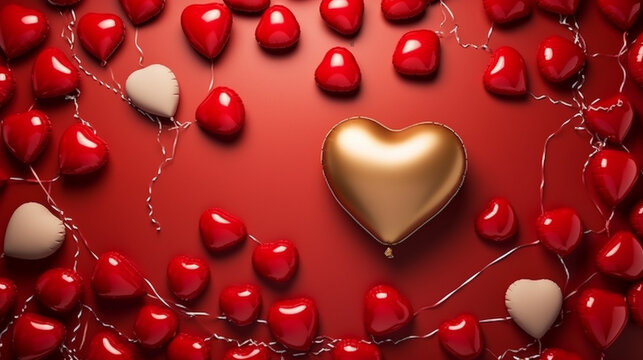 red heart background HD 8K wallpaper Stock Photographic Image 