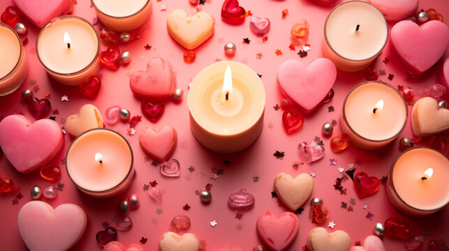 candles on red HD 8K wallpaper Stock Photographic Image 