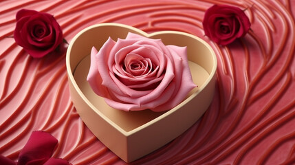red rose and heart HD 8K wallpaper Stock Photographic Image 