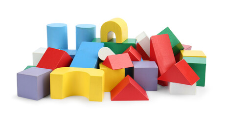 Colorful blocks isolated on white. Children's toys