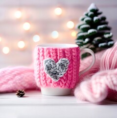 Fototapeta na wymiar cup of coffee with christmas decorations. AI generative