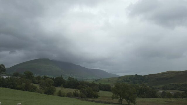 Time lapse. Dramatic landscape of the British countryside in summer.