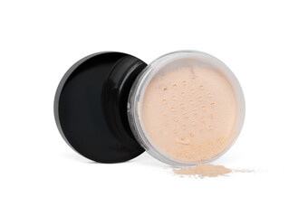 Loose face powder isolated on white. Makeup product