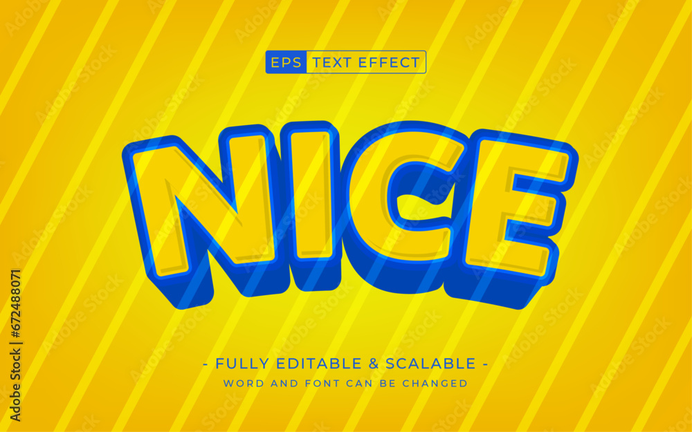 Poster Nice 3D text effect. Editable text style effect with yellow color theme.
