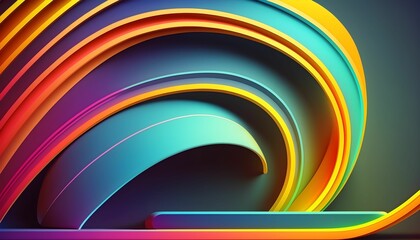 a spiral design with bright rainbow colors on a gray background