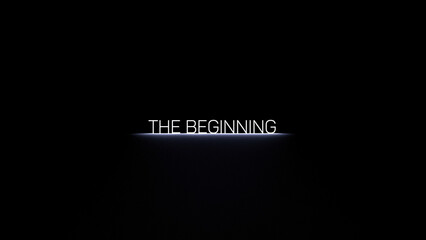 THE BEGINNING neon text, word. To begin, the beginning, start glowing abstract motivational acronym, banner.3D render