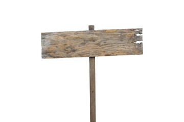 wooden sign isolated on white background,  clipping path