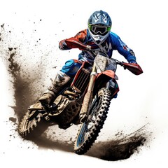 Dirt bike on white background, AI generated Image