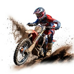 Dirt bike on white background, AI generated Image