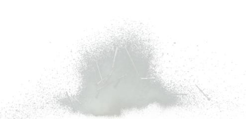 Nail spike under snow on road. Dangerous sharpen nail glass thing hidden in snow and can't see. Snow fall with risk accident hazard cover trash garbage debris. Black background isolated.