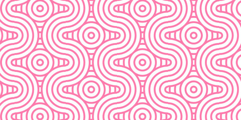 Seamless geometric ocean spiral pattern and abstract circle wave lines. pink seamless tile stripe geomatics overlapping create retro square line backdrop pattern background. Overlapping Pattern.