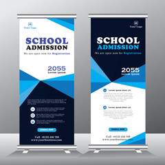 Roll up banner for  School admission, School admission roll up banner template design, Education stand banner post template for school