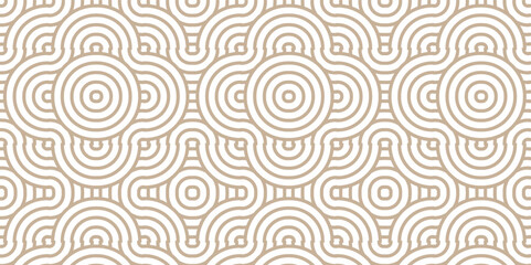 Abstract Pattern with wave lines brown sprial white scripts background. seamless scripts geomatics overlapping create retro line backdrop pattern background. Overlapping Pattern with Transform Effect. - obrazy, fototapety, plakaty