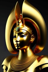 AI-generated illustration of a golden Egyptian goddess mask.