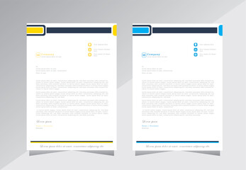 corporate modern letterhead design template with blue and yellow color. creative modern letter head design template for your project. letterhead, letter head, simple letterhead design.