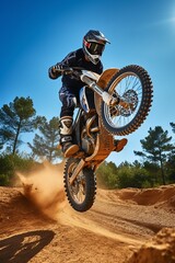 Motocross rider on the race track. Extreme motocross.