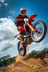 Motocross rider on the race. Extreme motocross concept.