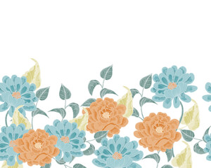 Cute Soft Hand Drawn Aster Flower Seamless Background