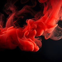 Red smoke isolated on a black background. 