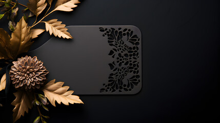 Black Friday concept: gift tag, classical , flora decoration, isolated blank background for copy space