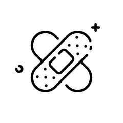 Band Aid Plaster line icon. Outline logo for web site design and mobile apps. Vector illustration on a white background.