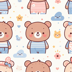 pattern background with bears - Generative AI