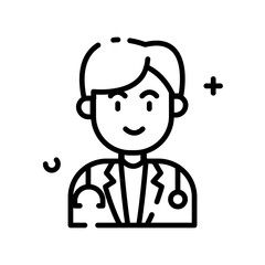 Doctor linear line icon. Medical worker. Practitioner. Vector Illustration
