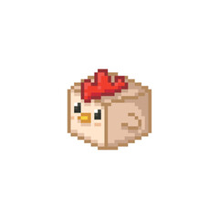 Square chicken, pixel art meme