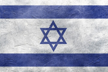 Flag of Israel painted on textured wall