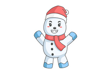 Cute Snowman Cartoon Character Design