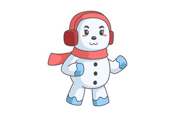 Cute Snowman Cartoon Character Design