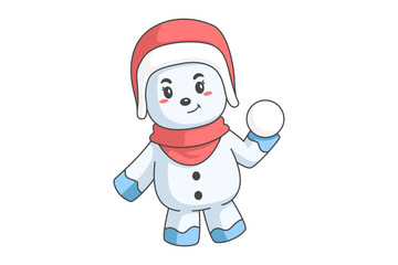 Cute Snowman Cartoon Character Design