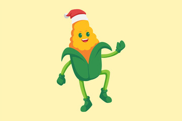 Cute Christmas Corn Cartoon Character Design