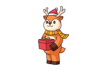 Cute Christmas Deer Cartoon Character Design