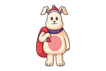 Cute Christmas Rabbit Cartoon Character Design