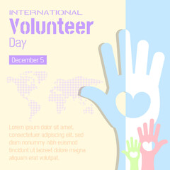 International Volunteer Day poster with helping hands with love