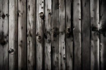 Wooden wall background with aged planks. the feel of aged wood. old-looking piece of wood. A black and white appearance is seen in the image