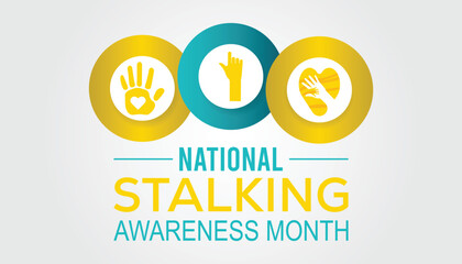 Vector illustration on the theme of National Stalking awareness month observed each year during January.banner, Holiday, poster, card and background design.