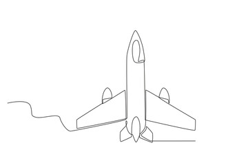 A nuclear plane. Nuclear weapon one-line drawing