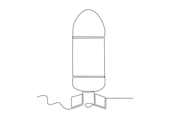 A nuclear tube for war. Nuclear weapon one-line drawing