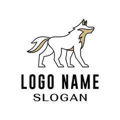 walking wolf simple logo design