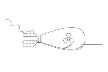 Side view of nuclear weapons. Nuclear weapon one-line drawing