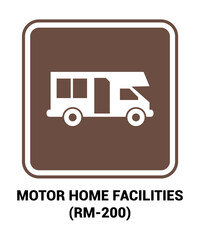 camper motor home facilities vector sign, Motorist Services and Recreation Signs