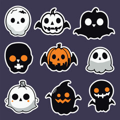 cute halloween themed characters vector EPS
