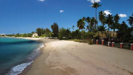 Tranquil view of beach at Playa Los Almendros in Rincon Puerto Rico